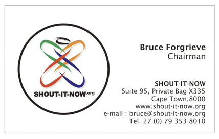 Shoutitnow.org business card image